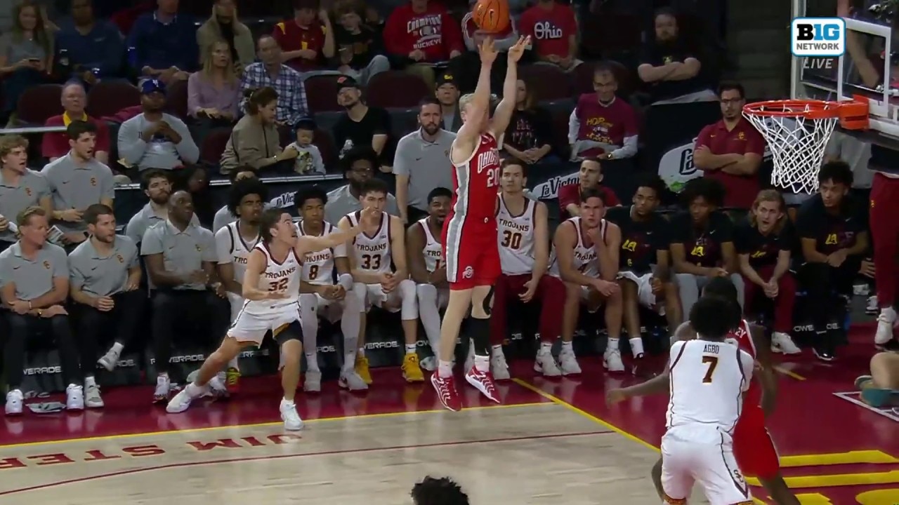 Colin White hits a 3-pointer, extending Ohio State's lead over USC