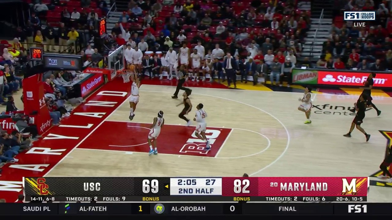 Rodney Rice throws down the fastbreak jam off the steal, extending Maryland's lead vs. USC