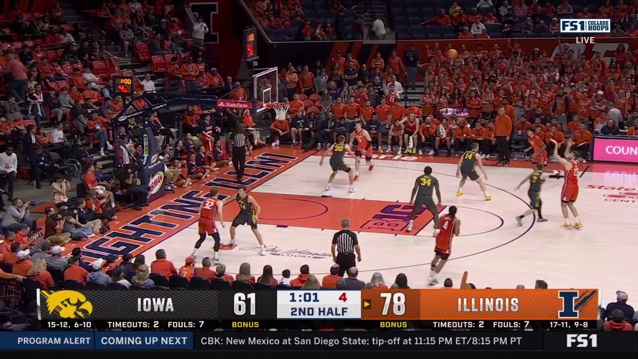 Tomislav Ivisic hits a 3-pointer, sealing Illinois' 81-61 win over Iowa