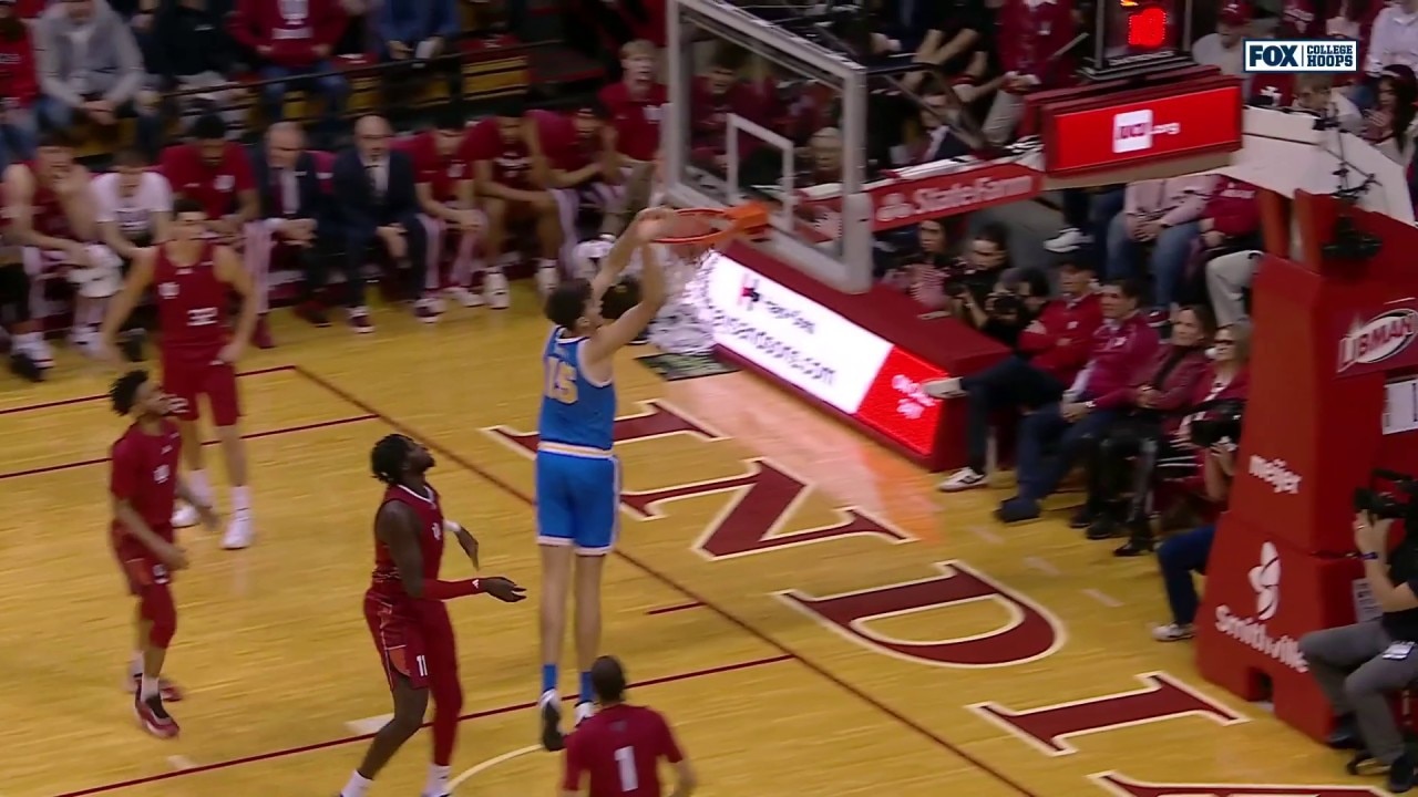 UCLA's Aday Mara throws down alley-oop jam to extend lead against Indiana