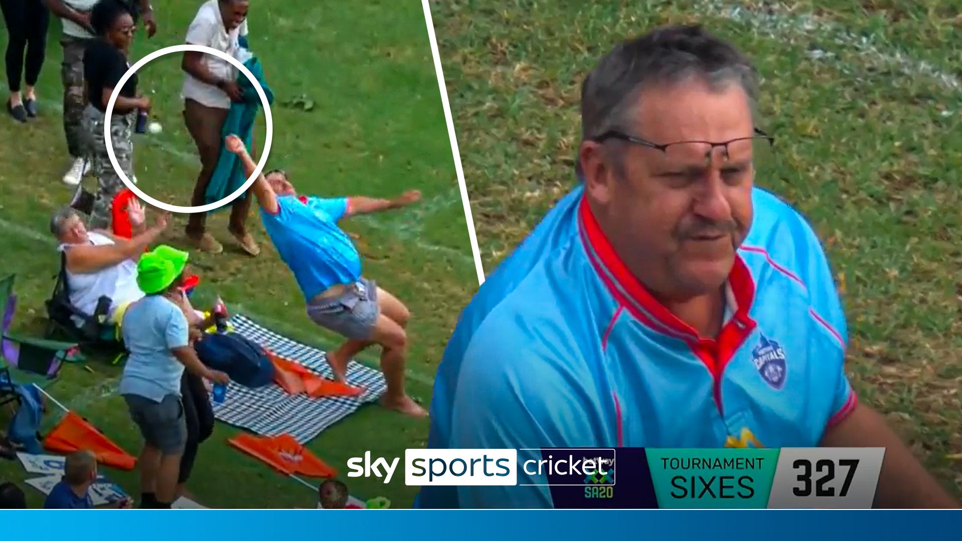 When a crowd catch goes wrong... Commentators left laughing at fan fail!