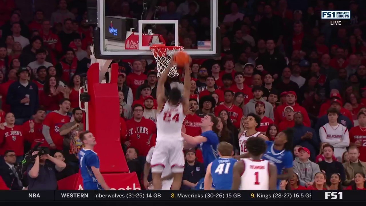 Zuby Ejiofor makes a put-back dunk in St John's 79-73 win over Creighton