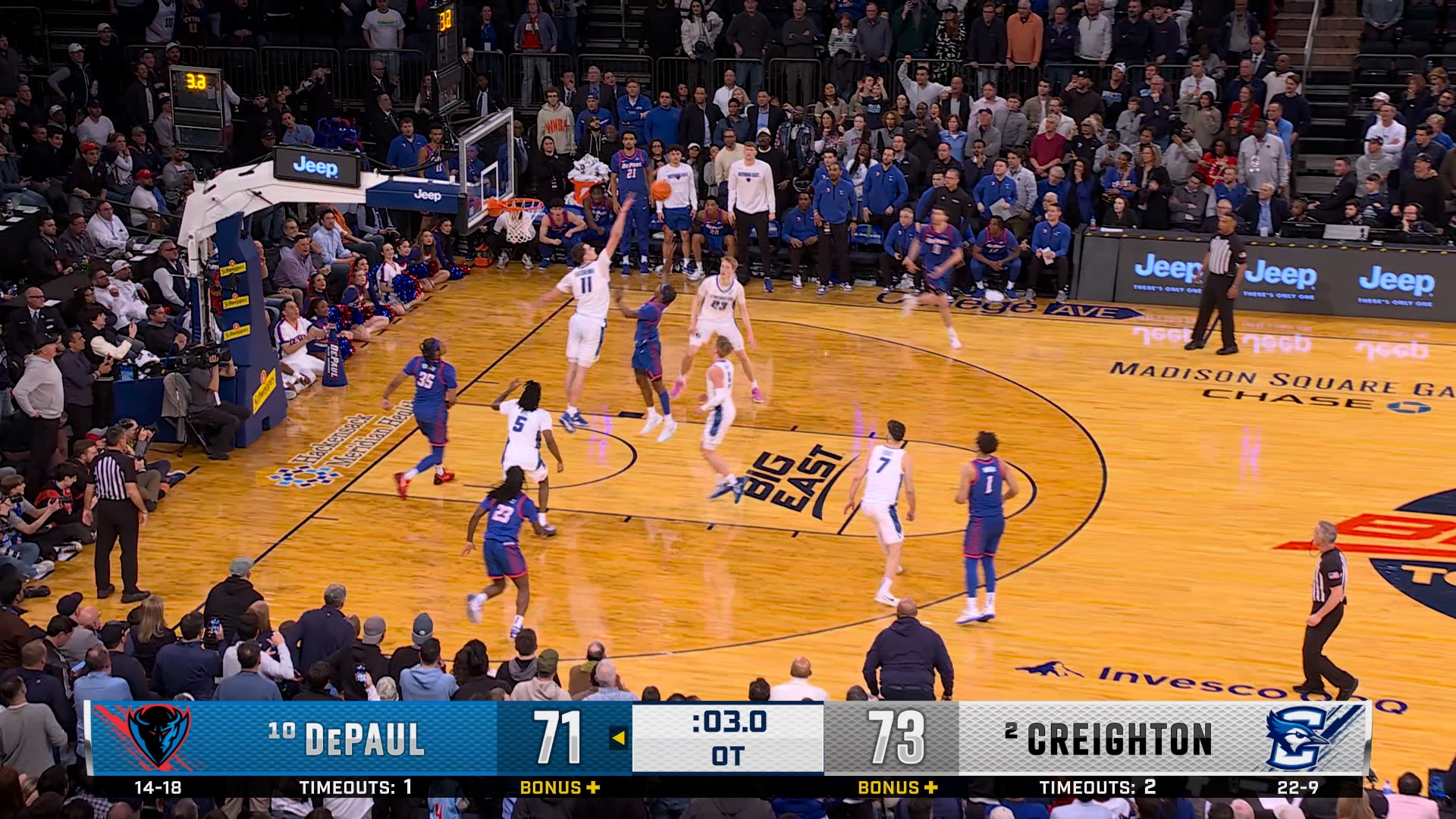 DePaul's Layden Blocker throws down a tough layup, sending the game into double overtime vs. Creighton