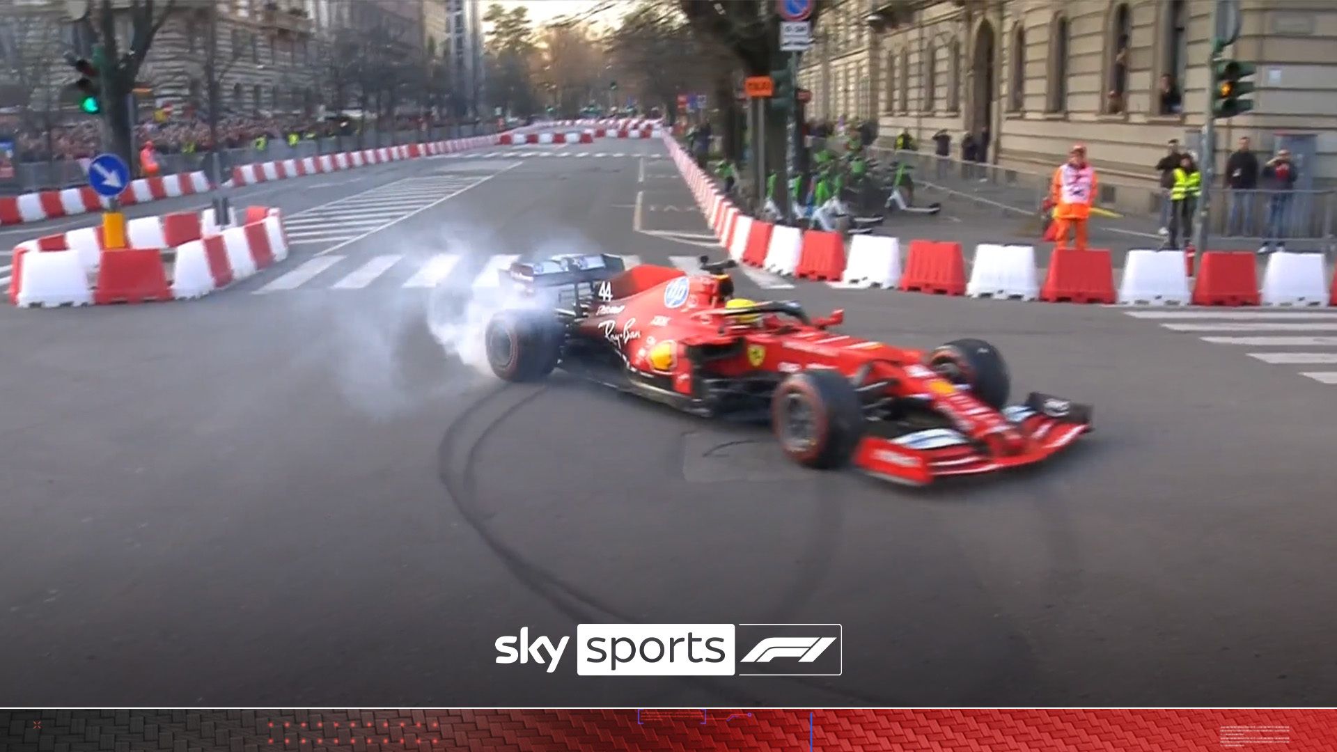 Ferrari's Charles Leclerc and Lewis Hamilton do donuts in Milan streets!