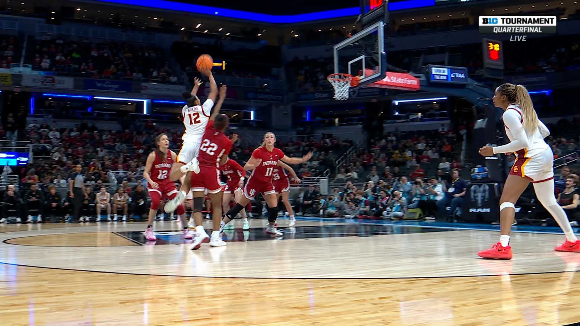 JuJu Watkins makes tough and-1 shot to extend USC's lead against Indiana