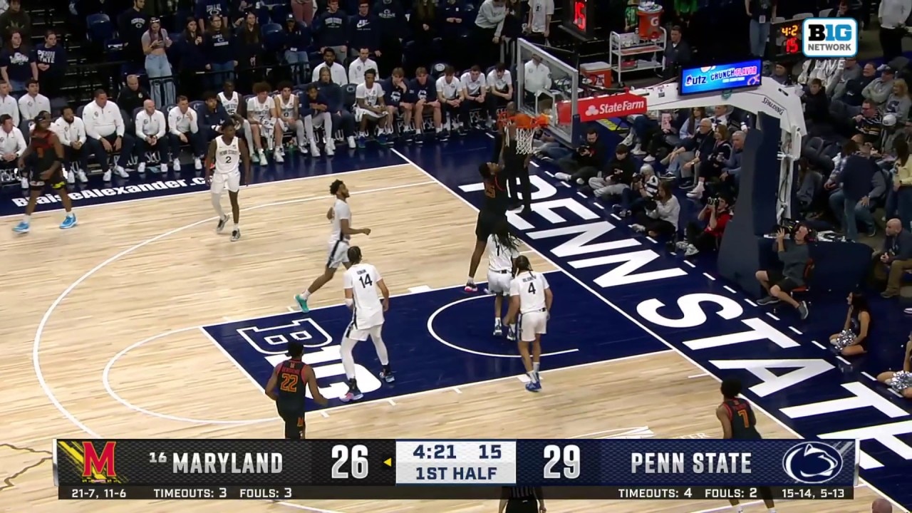 Maryland's Derik Queen throws down slam dunk to trim deficit against Penn State