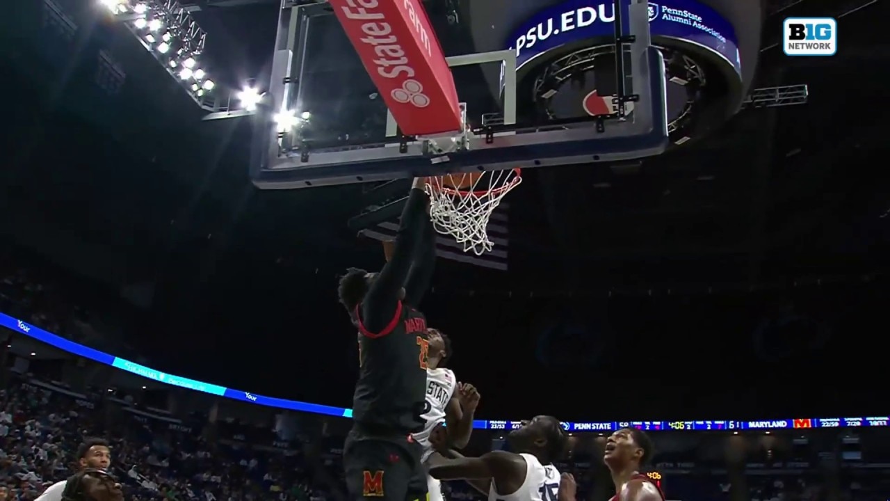 Maryland's Derik Queen throws down vicious dunk to extend lead against Penn State