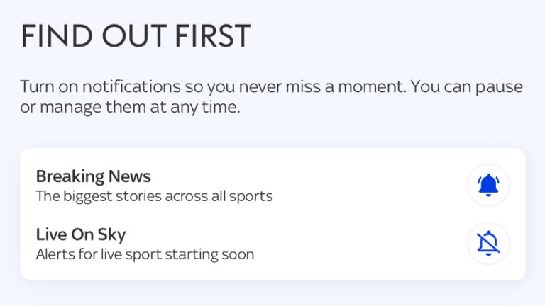 Sky Sports push notifications FAQ: How to receive the news alerts you want