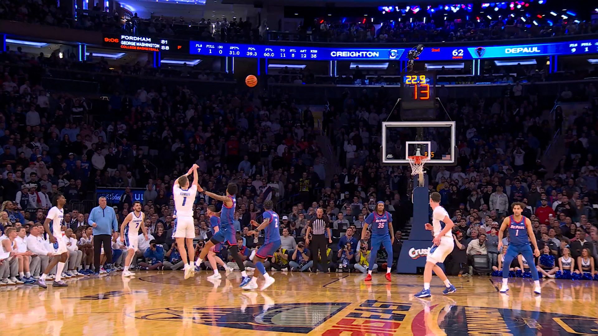 Steven Ashworth hits a 3-pointer in Creighton's comeback, sending the game to overtime against DePaul