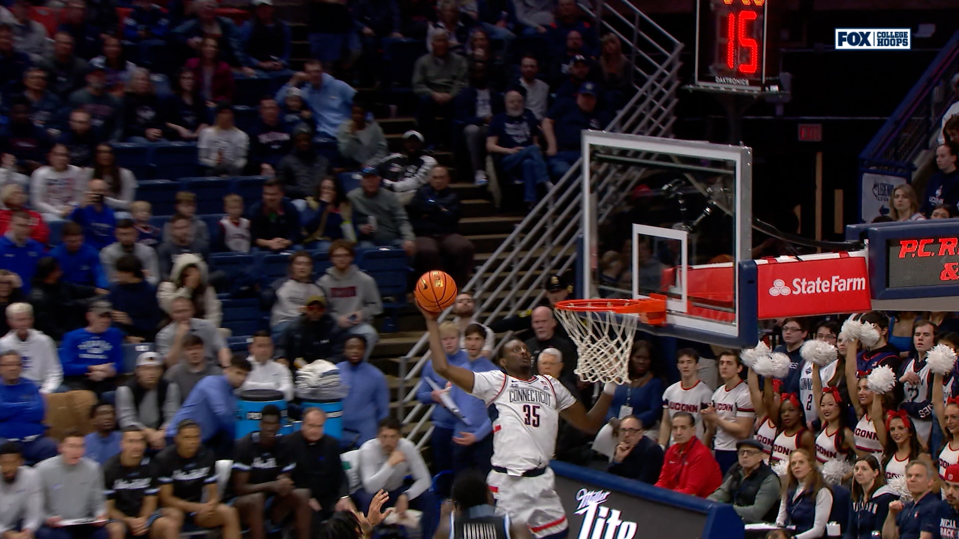 UConn's Solo Ball connects with Samson Johnson for a WICKED alley-oop jam vs. Seton Hall